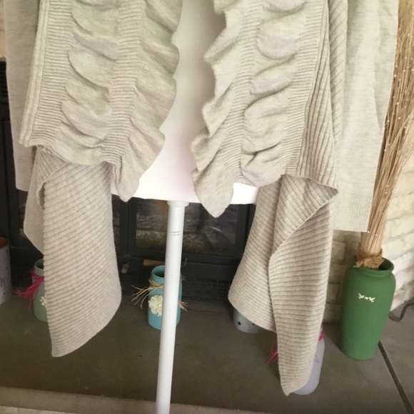 INC WATERFALL SWEATER WITH RUFFLE FRONT - Picture 4 of 7